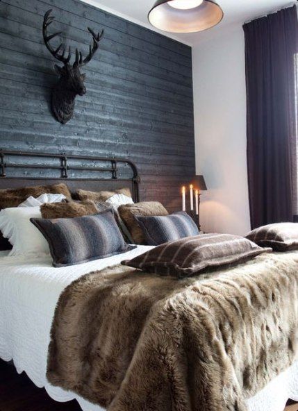 39 habitaciones modernas acogedoras mantas de piel oscura # dormitorio